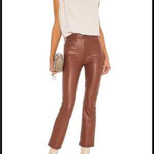 Mother brown faux leather ankle dazzle pant